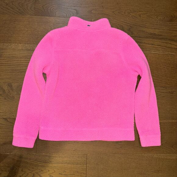 Vineyard Vines Women’s Pink Fleece Sherpa Quarter Zip Pullover Sweater Size S - Picture 2 of 5